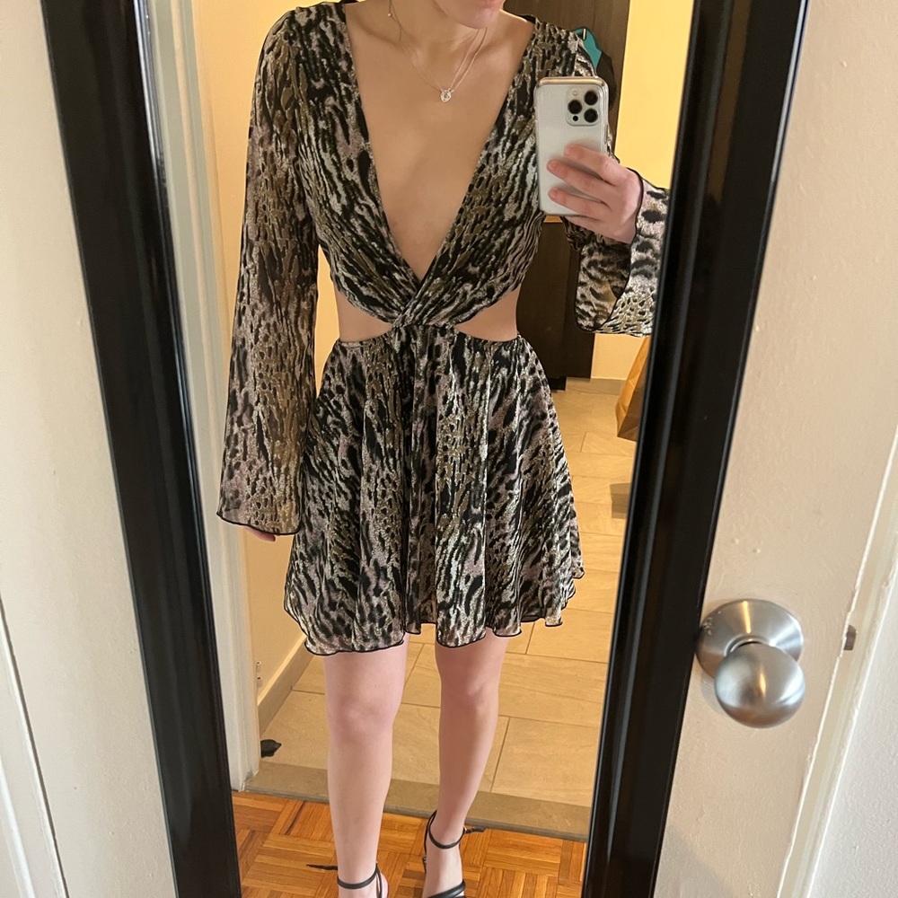 Leopard Print Cutout Dress